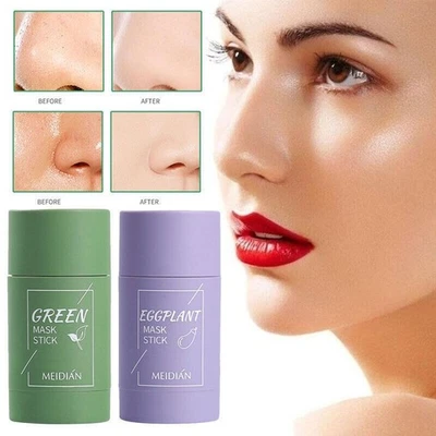 Green Tea Clay Cleansing Mask Stick Facial Deep Purifying Blackhead Acne Remover - Image 1 of 4