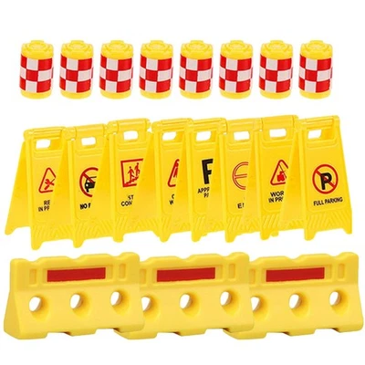  1 Set Miniature Traffic Road Sign Toys Road Fences Toys Kids Early Education - Image 1 of 4