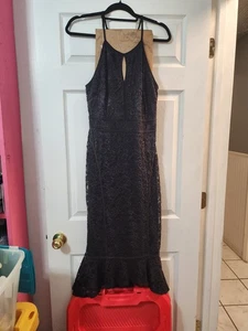 CANDALITE Kleid Schwarz Schimmer Blumen Spitze Gefüttert Festlich Abend Abschlussball Gothic Glam - Bild 1 von 8