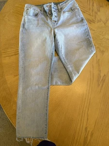 Madewell The High-Rise Slim Crop Boyjean Jeans Size 26 Frayed Hem Light Wash - Picture 1 of 8