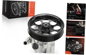  Power Steering Pump, with 6-Groove Pulley & Hose Barb, Compatible with  - Picture 1 of 7
