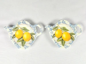 Pair of Made in Italy Tea Bag Rests with Lemons Scene Garden Country - Bild 1 von 5
