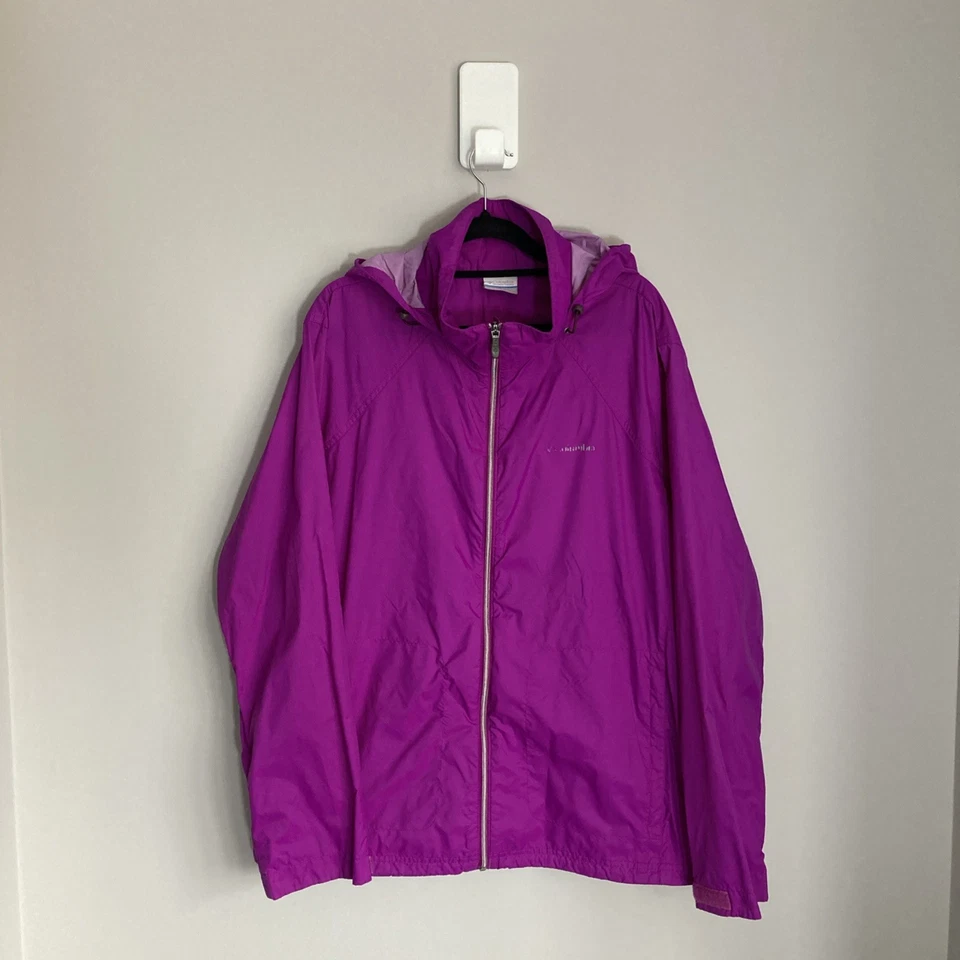 Columbia Womens Windbreaker Jacket Lightweight Nylon Pink Hooded UK 24-26 - Image 1 of 4