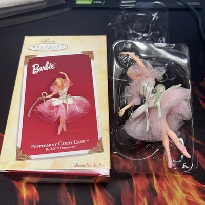 Barbie Hallmark Keepsake Peppermint Candy Cane Christmas Ornament 2004 - Image 1 of 4