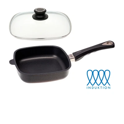 Lotus Induzione Padella Quadrata 29cm Alluminio Colata Con Coperchio IN Vetro - Immagine 1 di 4