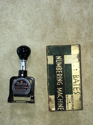 Bates Vintage Numbering Machine Standard Movement 6-Wheel E-Stamper with Box - Image 1 of 4