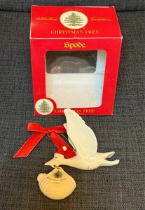 Vintage Spode Christbaumschmuck Babys erste Weihnachten 2007 Storch mit Babybox - Bild 1 von 18