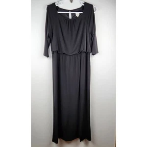 Chico's Women's Cold Shoulder Maxi Dress Black 3/4 Sleeve SZ 2 LARGE (12) - Picture 1 of 12