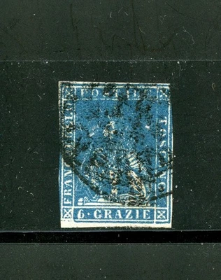 Италия-Тоскана #15 (I322) Лев Тосканы 6 cr глубокий синий, б/у, FVF, CV$300.00 - Изображение 1 из 2