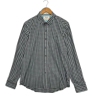 Camisa 7 Diamantes Para Hombre Grande Negra A Cuadros Botones Clásica Preppy Oficina - Imagen 1 de 14