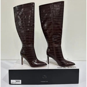 Nine West Women's Richy Wide Calf Heeled Boots Brown Size 7 NIB #06S - Picture 1 of 12
