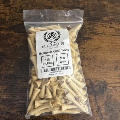 100 Count Bamboo Golf Tees,Natural Wood Color, Wholesale, Bulk Pack. 1 1/2 inche - Image 1 of 3