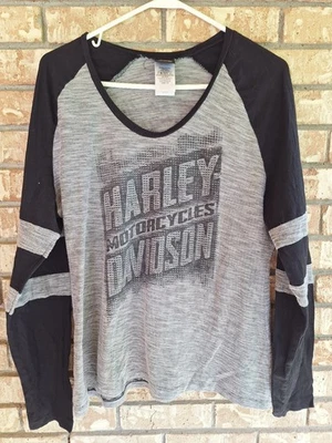 Harley-Davidson женщин длинным рукавом в полоску рубашка 1 X Willie G графический топ - Изображение 1 из 4