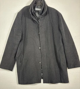 Mens Perry Ellis Portfolio XL 100% Wool Coat Lined Button & Zipper - Picture 1 of 16