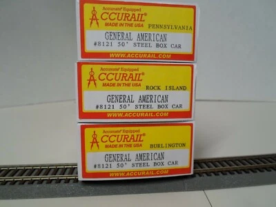 Accurail #8121 - 3 car set General American 50 ft steel box car 3 road names. - Image 1 of 4