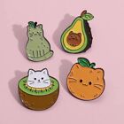 Avocado Strawberry lemon Cartoon Enamel Pins Fruit Cat Kitten Brooches Badge