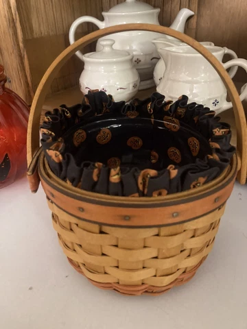 Vintage Longaberger 1997 Small Pumpkin Basket Combo with Fabric & Plastic Liner Cover