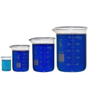 Juego de vasos de vidrio de forma baja 4 tamaños - 10 50 100 250 ml 3.3 vidrio Boro KarterSci - Imagen 1 de 2