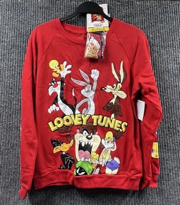 Looney Tunes Sweatshirt Youth Medium (7-9) Red Graphic Front/Arms Matching Mask - Picture 1 of 18