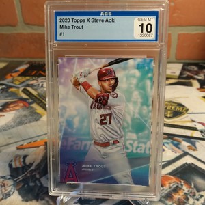 2020 TOPPS X STEVE AOKI MIKE TROUT BASE CARD #1 Los Angeles Angels AGS 10 Graded