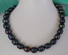 12-13mm south sea baroque  black red pearl necklace necklace18inch925s