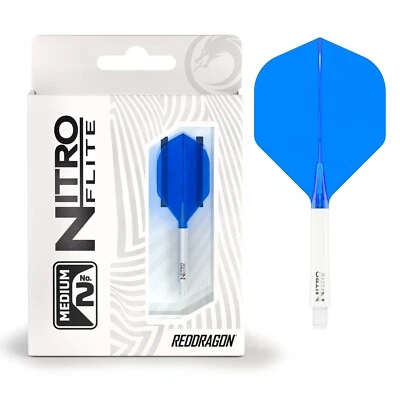RED DRAGON  – Nitro Flite Integrated Flight & Shaft– No.2 Shape White & Blue - Image 1 of 4