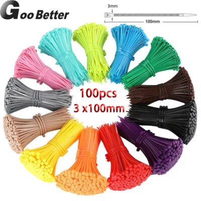 100pcs Colored Cable Ties Plastic Wire Zip Ties Self-locking Cable Fasteners - Image 1 of 4
