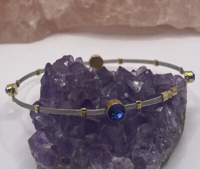 PULSERA BRAZALETE DISEÑADOR CHAPADO EN ORO COLOR PLATA Y ORO CON PEDRERÍA AZUL Foto 1 de 4