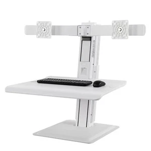 Dual Monitor Stand Height Adjustable for 19”-27” Screens up to 24.2Lbs White - Picture 1 of 7