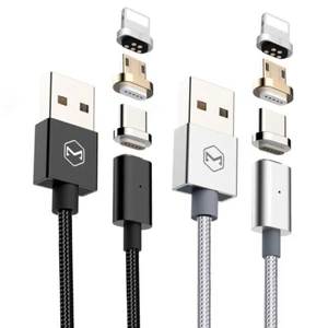 Mcdodo 3 in 1 LED Magnetic Nylon Cable iPhone/Micro USB/Type C Sync charge - Picture 1 of 12