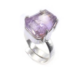 Amethyst Silver Rings Handmade 925 Sterling Silver Plated Adjustable Ring - Picture 1 of 5