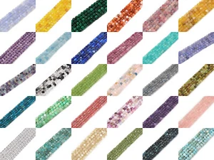 4mm to 5mm Faceted Gemstone Cube Square Loose Beads DIY Jewelry Making Strand - Picture 1 of 119