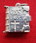 Vintage Silver Holy Bible Charm for Bracelet, inc prayer insert, circa 60's - 3g
