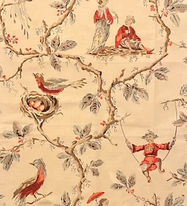 TASSINARI & CHATEL Mandarin Balancoire Bleu Chinoiserie Cotton Remnant New - Picture 1 of 1