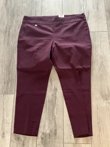 ALFANI PLUS Burgundy Pants. Inseam 29.5”. Waist 46”. Size 24W. Orig. $54.99. NEW - Picture 1 of 6