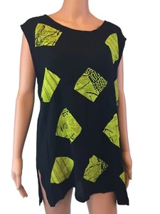 Cato Short Black Sheer Sleeveless A-Line Dress w/ Neon Green Diamonds Sz Medium - Picture 1 of 10