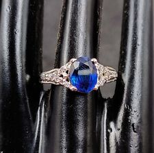 8.40 Ct Blue Sapphire Oval Cut Silver US Ring Size Certified Gemstone NMI