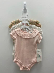 Nicole Miller SIZE 3-6M Tan White/Pink Flowers Girl's 3pc - Picture 1 of 3