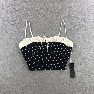 west of melrose Tank Top Women’s M Black Polka Dots Zipper Stretch - Picture 1 of 12