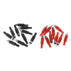 20 Pcs Black Red Solder RCA Male Plug Audio Video Adapter Connector - Picture 1 of 7