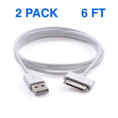 2pack 6Ft 30Pin To USB Charge Sync Cable Charger for iPad iPod Classic Nano - Image 1 of 4