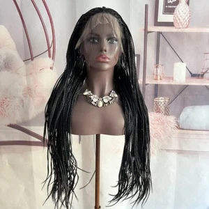 Micro Braided Lace Front Wig - Heat Resistant Synthetic Twist Braids, 22" - Picture 1 of 4