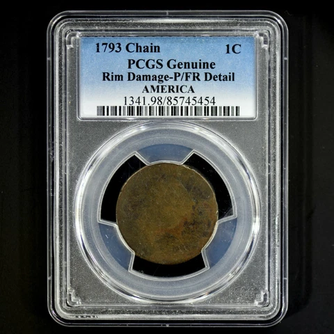 1793 CHAIN CENT ✪ PCGS POOR / FAIR DETAILS ✪ 1C AMERICA RARE LARGE OI ◢TRUSTED◣ Cover