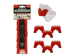 StealthMounts Battery Storage Mounts for Milwaukee M12 12v Batteries, 6-Pack RED - Picture 1 of 3