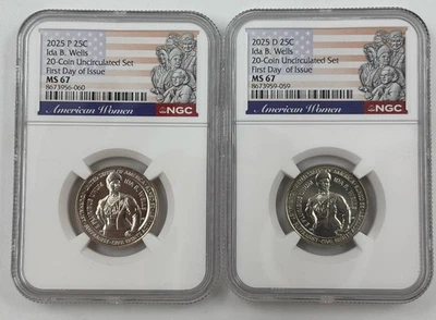 2025 P D IDA B WELLS AMERICAN WOMEN AWQ NGC MS67 ⭐FIRST DAY OF ISSUE⭐ - Image 1 of 2