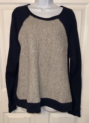 J. Sudadera Pullover Crew Talla XL Azul Marino Gris Cable L/S Usada en Excelente Condición Foto 1 de 4