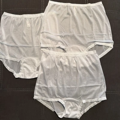 3 PARES Bali 26210 Blanco M/6 100% Nylon Satinado Corte Completo Bragas Cintura Alta Foto 1 de 4