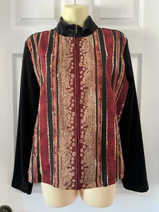 Coldwater Creek Retro Multicolor Abstract Emboridered Zipper Front Jacket Size M - Picture 1 of 8
