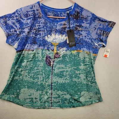 Pantalones de mezclilla de vestir franceses XXL floral gráfico agotado camiseta arte pedrería nuevos Foto 1 de 4