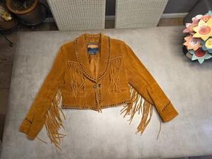 Cripple Creek Fransen Nieten & Perlen Western braune Wildleder Lederjacke - Medium - Bild 1 von 15
